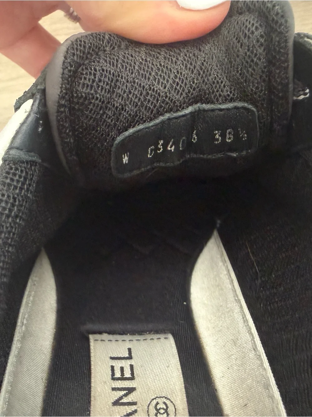CHANEL Black and White Men’s Logo Running Sneakers